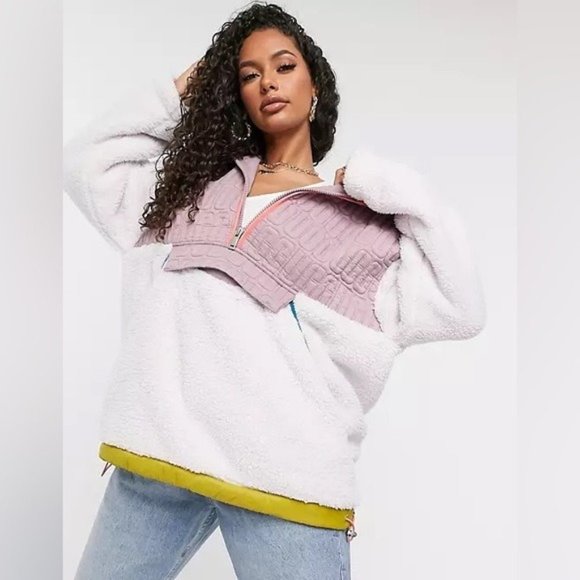 UGG Iggy Sherpa Half-Zip Pullover in Pink Salt - Large - Picture 1 of 14